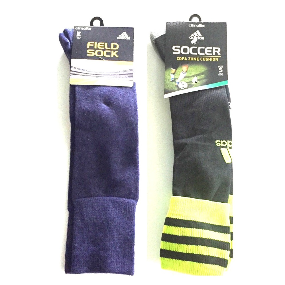 2 Pairs Adidas Climalite Soccer/Sports Socks - Size Small ( 13C - 4Y )